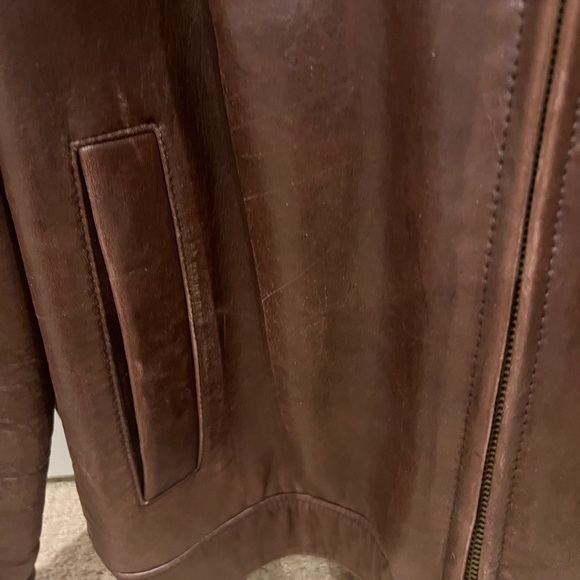 Men's Classic Brown 100% Leather Bomber Jacket - Picture 16 of 17